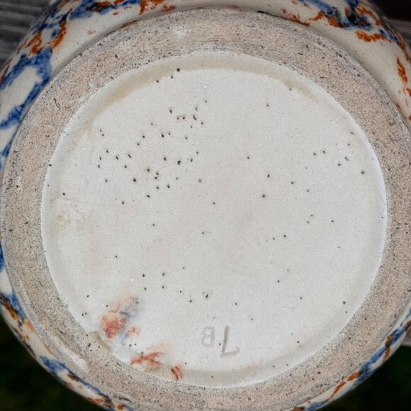 VTG Redwing Stoneware Smooth Spongeware Bowl Blue Brown Spongeware Farmhouse 7" - Picture 13 of 14